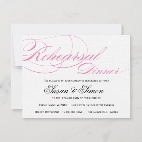 Elegant Script Rehearsal Dinner Invitation Pink