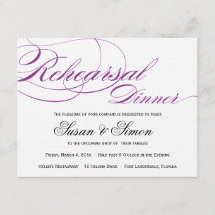 Elegant Script Rehearsal Dinner Invitation Purple
