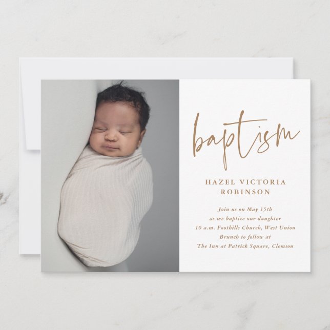 Elegant Script Religious Baptism & Christening Invitation (Front)