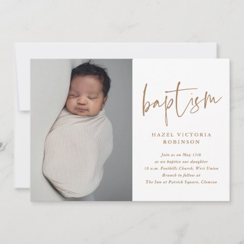 Elegant Script Religious Baptism  Christening Invitation