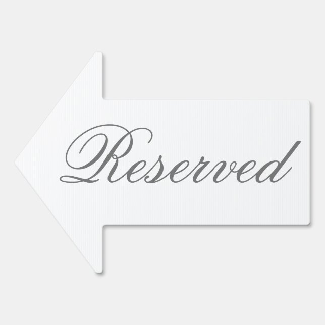 Elegant Script Reserved Arrow Yard Sign (Front)