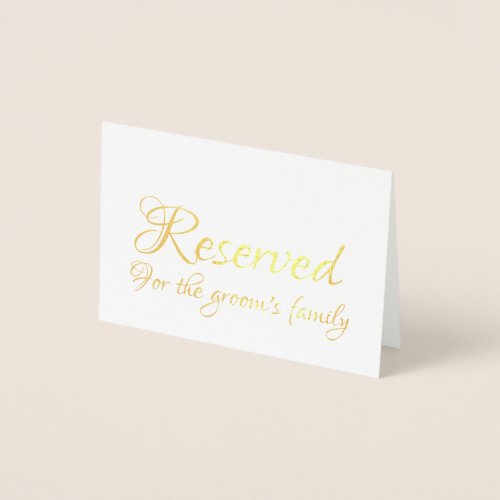 Elegant Script Reserved Wedding Table place Foil Card