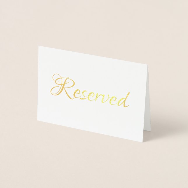 Elegant Script Reserved Wedding Table place Foil Card (Front)