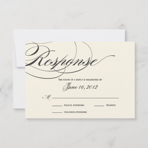 Elegant Script Response Card - Black/Off White