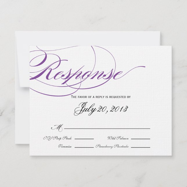 Elegant Script Response Card - Purple (Front)