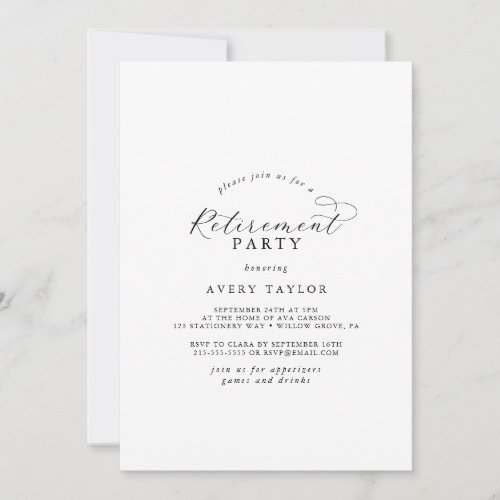 Elegant Script Retirement Party Invitation