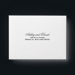 Elegant Script Return Address Envelope<br><div class="desc">This elegant A2 return address envelope features a customizable script font for a refined touch,  perfect for wedding RSVPs,  thank-you notes,  and formal invitations. Personalize with your name and address to add sophistication to any correspondence. Made from 80lb matte paper,  this envelope ensures durability and a polished finish.</div>