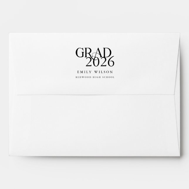 Elegant Script Return Address Graduation Envelope (Back (Top Flap))