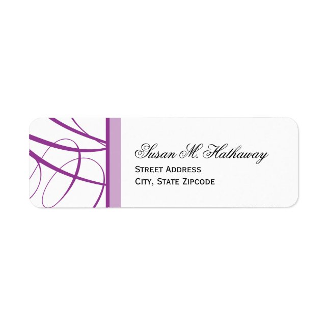 Elegant Script Return Address Label - Purple (Front)
