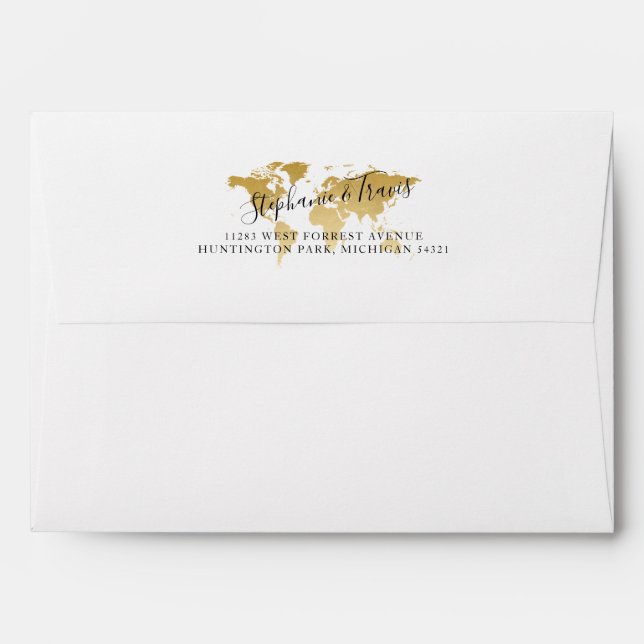 Elegant Script Return Address Map Mailing Envelope (Back (Top Flap))