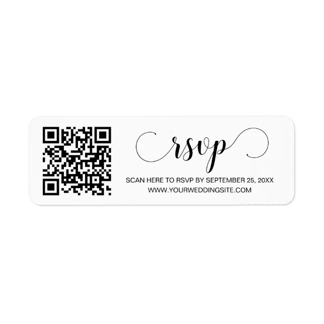 Elegant Script Return Label RSVP QR Code | Zazzle
