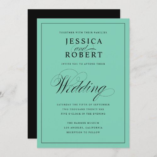 Elegant Script Robins Egg Blue Wedding Invitation