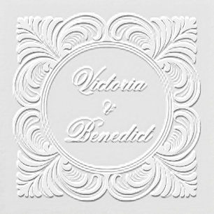 Elegant Script Romantic Border Couple Name Wedding Embosser