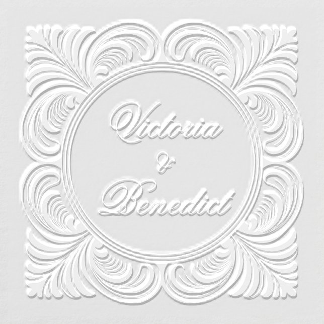 Elegant Script Romantic Border Couple Name Wedding Embosser (Design)