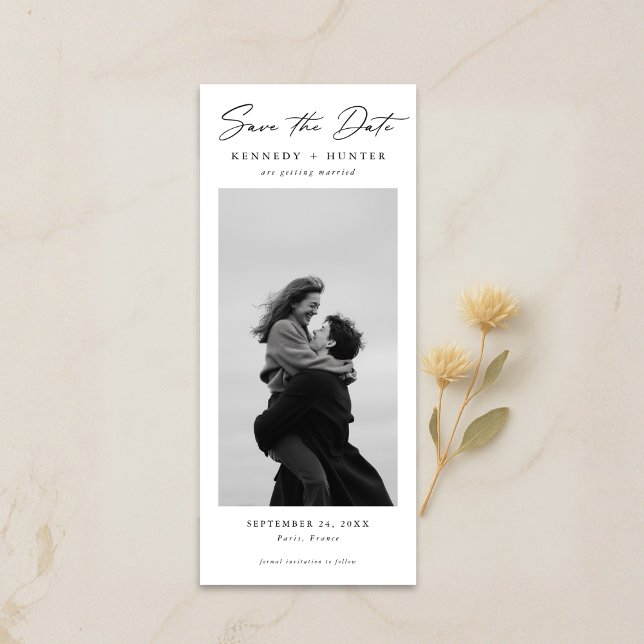 Elegant Script Romantic Modern Photo Wedding Save The Date (Creator Uploaded)