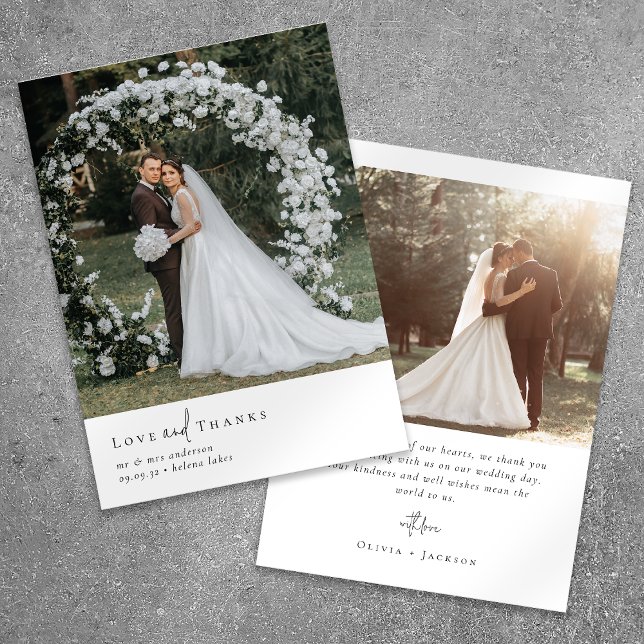 Elegant Script Romantic Photo Wedding Thank You Card (Creator Uploaded)