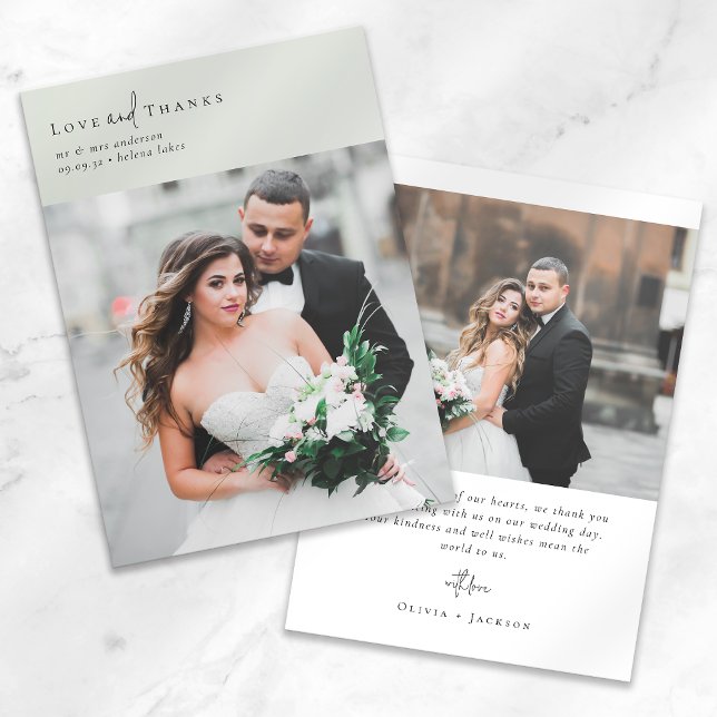 Elegant Script Romantic Photo Wedding Thank You Card (Creator Uploaded)