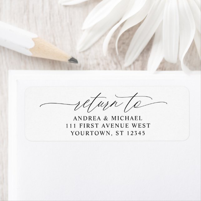 Elegant Script Romantic Wedding Return Address Label (Insitu)
