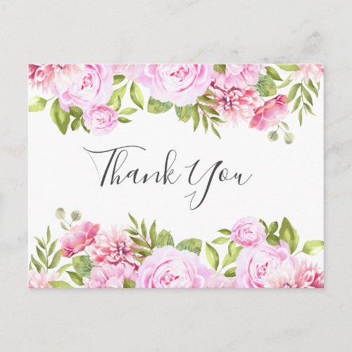 Elegant Script Rose Banner Business Thank You Postcard