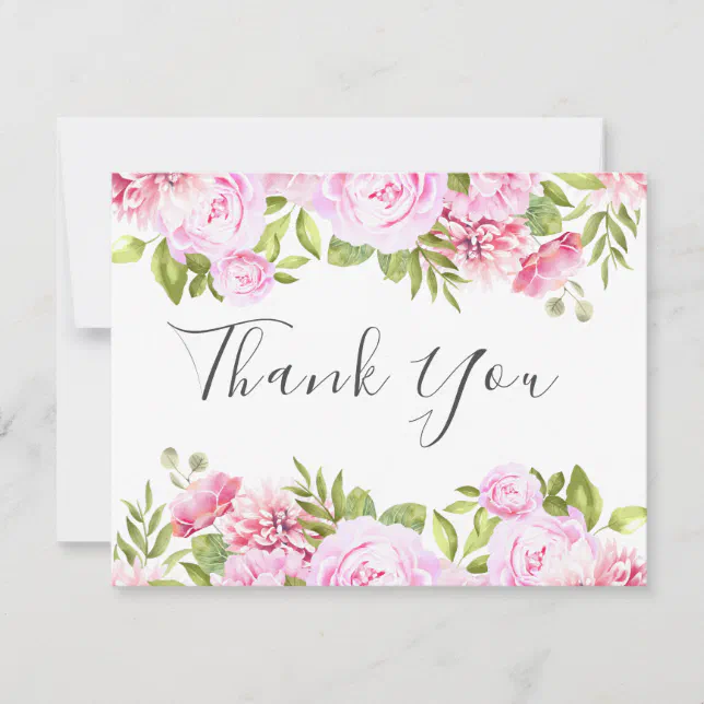 Elegant Script Rose Garden Business Thank You Card | Zazzle