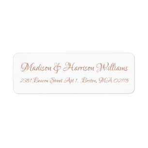 Elegant Script rose gold Custom return address Label