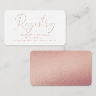 Elegant Script Rose Gold Foil Gift Registry Enclosure Card