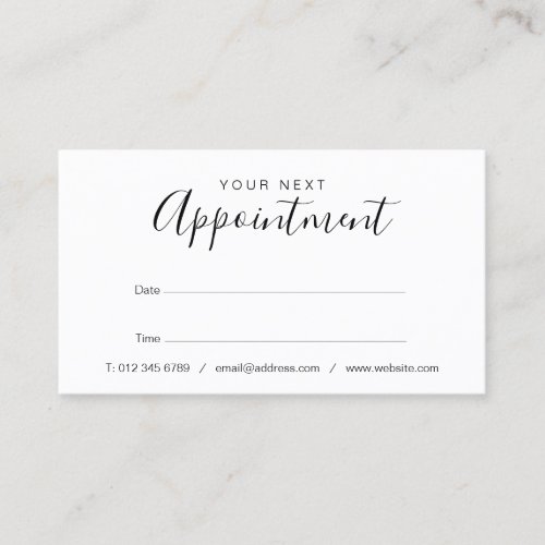 Elegant Script Rose Gold Glitter Appointment Card