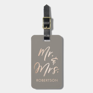 Elegant Script Rose Gold Luggage Tag