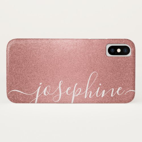 Elegant Script Rose Gold Sparkle Personalized Phon iPhone X Case