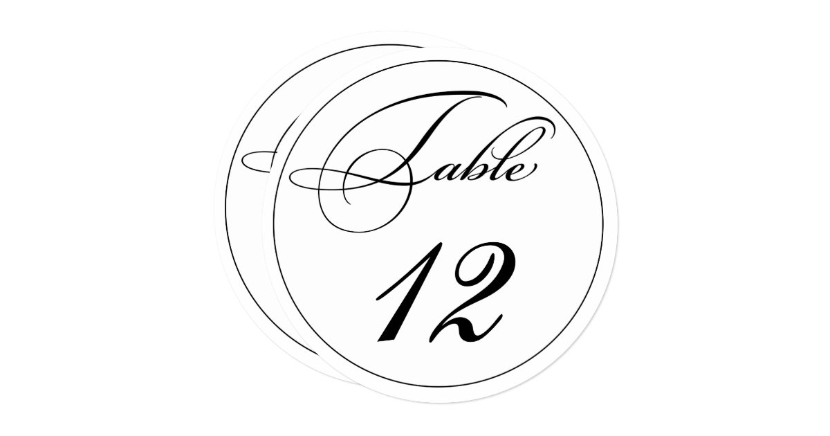 Elegant Script Round Table Number Cards Zazzle