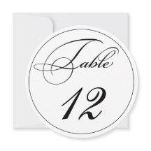 Elegant Script Round Table Number Cards