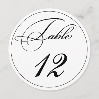 Elegant Script Round Table Number Cards