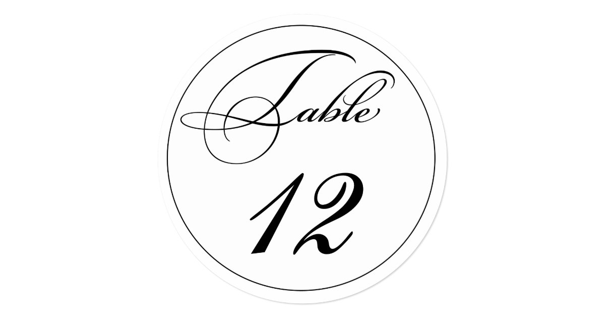Elegant Script Round Table Number Cards Zazzle