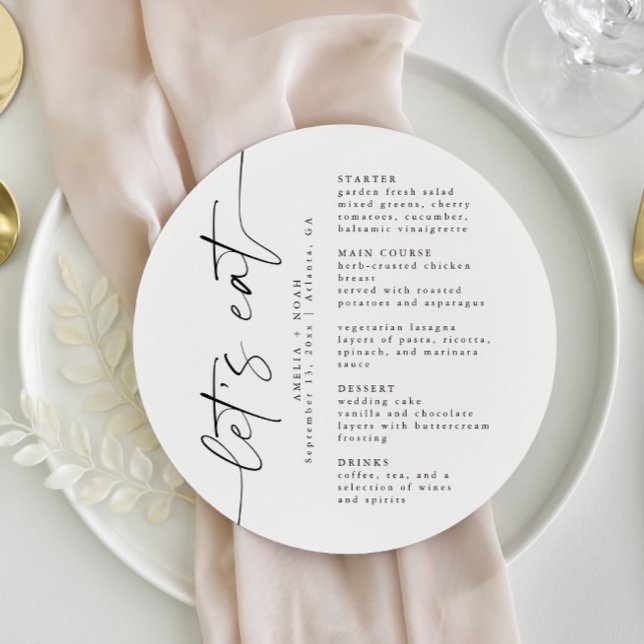 Elegant Script Round Wedding Menu (Creator Uploaded)