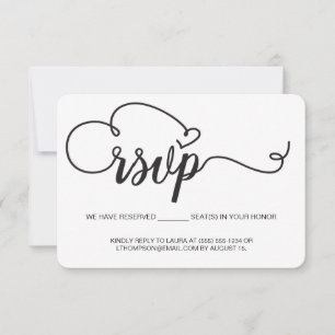 Elegant Script RSVP Email Reserved Seat wedding Card