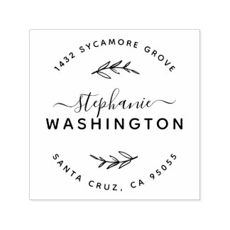 Elegant Script & Rustic Branches Return Address Self-inking Stamp