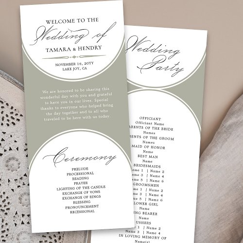 Elegant Script Sage Green Arch Wedding Program