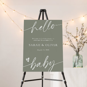Elegant Script Sage Green Baby Shower Welcome Sign