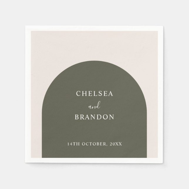 Elegant Script Sage Green Boho Arch Rustic Wedding Napkins (Front)