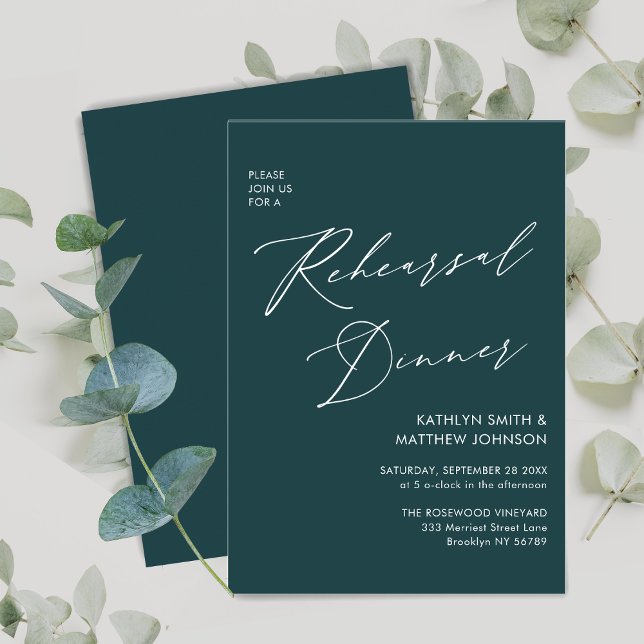 Elegant Script Sage Green Simple Rehearsal Dinner Invitation (Creator Uploaded)