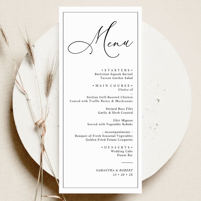 Elegant Script Sage Green Simple Wedding Dinner Me Menu (Creator Uploaded)