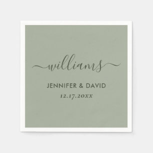 Elegant Script Sage Green Wedding Napkins