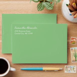 Elegant Script Sage Green White Address Envelope