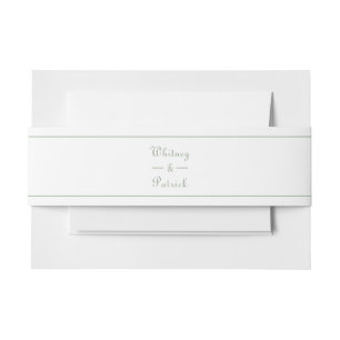 Elegant Script Sage Green White Wedding Invitation Invitation Belly Band