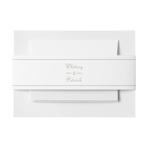 Elegant Script Sage Green White Wedding Invitation Invitation Belly Band