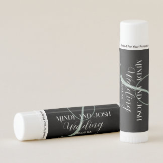 Elegant Script Sage Initial Wedding Favor Lip Balm