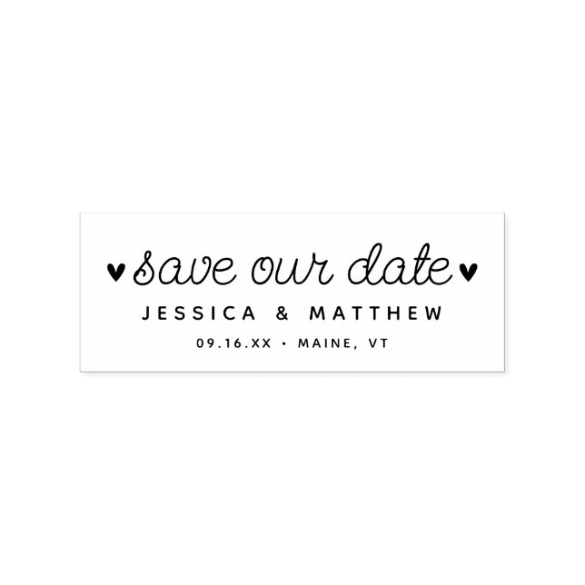 Elegant Script Save Our Date Rubber Stamp (Imprint)