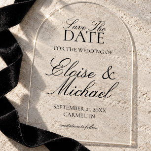 Elegant Script Save The Date Acrylic Invitation