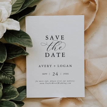 Elegant Script Save The Date Announcement Card by FreshAndYummy at Zazzle
