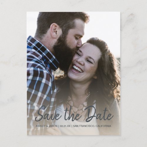 Elegant Script Save the Date Engagement Photo Announcement Postcard